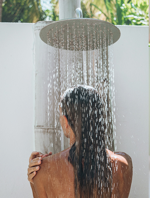 Cascading water wall at Janissa Spa
